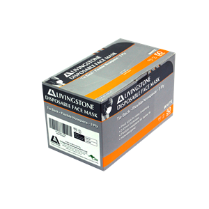 Livingstone Face Mask, Level 1 Barrier Protection, Tie Back, Non-Therapeutic Use, 3-Ply, Latex Free, No Fibreglass, 50/Box Box