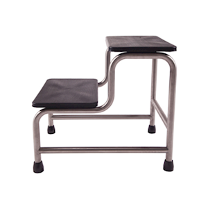 Double Step Stool, 455(L) x 245(W) x 200(H) mm, Non-Slip Ribbed Rubber Platform and Reinforced Rubber Tips, Stainless Steel Frame, Each Each
