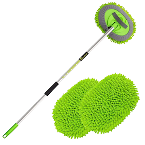 GreatCoal Car Wash Kit Mop, 62 Inch Handle and Detachable Mitt, Includes 2x Mop Heads, Aluminium Alloy, Each Each