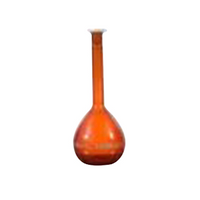 Glassco Volumetric Flask, 2000mL, SJ 29/32, Class A, Amber with Polypropylene Stopper, Individual Work Certificate, Borosilicate 3.3 Glass, Each Each