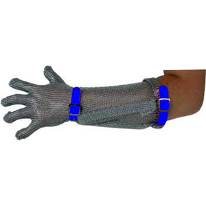 Chainex Long Cuff Gloves, Blue Plastic Strap, Large, Each Each