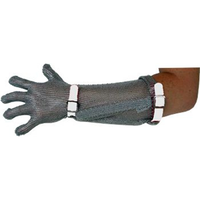 Chainex Long Cuff Gloves, White Plastic Strap, Small, Each Each