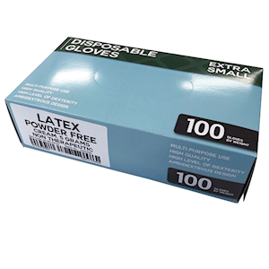 Economy Latex Gloves, Recyclable, Powder Free, Extra Small, Cream Colour, Non Therapeutic Use, 100/Box Box