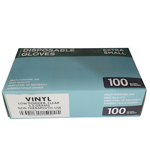 Economy Vinyl Gloves, Recyclable, Low Powder, Large, 6.0g, Clear, Non Therapeutic Use, 100 Pieces/Box