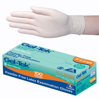 Geltek 40 YEAR ANNIV PROMO Latex Examination Gloves, Powder Free, AS/NZ, Biodegradable, Polymer Coated, Textured, X-Large, Cream, 90/Box Box