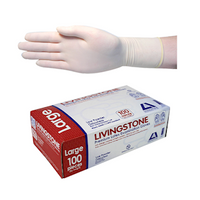 Out of Date, Livingstone Premium Latex Exam Gloves, Low Powder AS/NZ Biodegradable 5.5g Large, Cream 100/Box Discounted While Stocks last Box