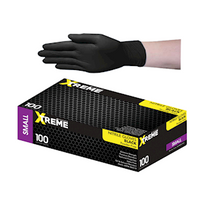 Livingstone Xtreme Thick Heavy Duty Nitrile Gloves, Powder Free, ASTMD6319, 4.5g, Small, Black, 1 Pair/Bag