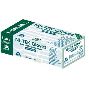 Out of Date, Ni-Tek Nitrile Gloves, Low Powder, EN374, 4.5g, Extra Small, Blue, 100/Box, Price Discounted, While Stocks last Box