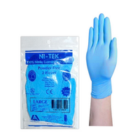 Out of Date Ni-Tek Nitrile Gloves, ASTM, Powder Free, EN374, 5.0g, Large, Blue, 2/Bag, 500 Pairs/Carton Discounted, While Stocks last Carton