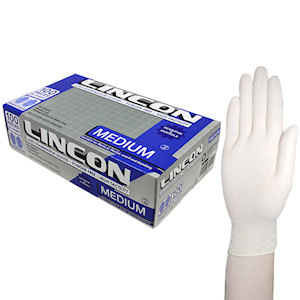 Lincon Biodegradable Latex Examination Gloves, ASTM, Powder Free, Large, Cream Colour, HACCP Grade, 100/Box Box