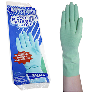 Universal Flocklined Rubber Gloves Unscented