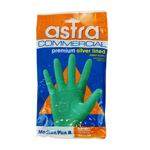 Astra Silver Lined Natural Rubber Gloves, Biodegradable, Size 7, Blue, 1 Pair/Pack (GSG7) Pair