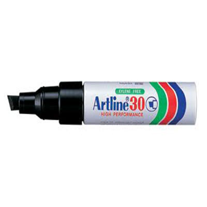 Artline 30 Permanent Marker, 5mm, Chisel Point, Black, Each Loose