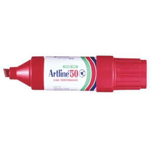 Artline 50 Permanent Marker, 6mm, Chisel Point, Red, Each Loose