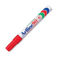 Artline 90 Permanent Marker, 5mm, Chisel Point, Red, Each Loose