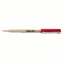 Artline 210 Fineliner Pen, 0.6mm, Medium Point, Red, 12/Pack Box