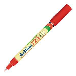 Artline 725 Permanent Marker, 0.4mm, Bullet Point, Red, Each Loose