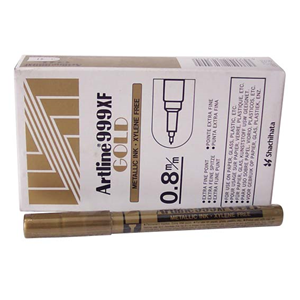 Artline 999 Permanent Marker, 0.8mm, Bullet Point, Gold, 12/Box Box