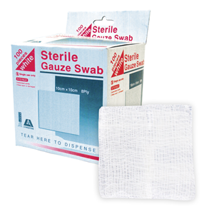 Out of Date, Gauze Swabs,10x10cm, 8ply, White,100pct Cotton,1/PK,100/Box, Original Unopened Condition, Price Discounted, While Stocks last Box