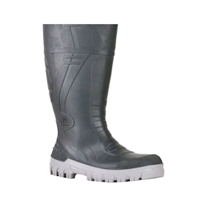 BATA Gumboots Black with Grey Sole, Slip On - Steel Toe Cap, Size 4 Pair