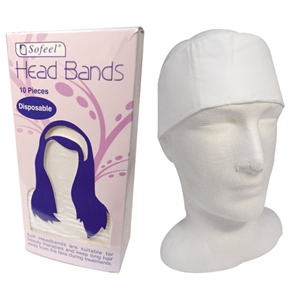 Sofeel Headbands Cotton Cloth with Adjustable Easy Fastening, 7.5x65cm, White, 10/Pack Pack
