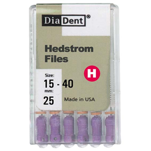 Diadent H-Files, 25mm, No. 15-40, Assorted, Stainless Steel, Colour-Coded, 6/Pack Pack