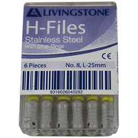 Livingstone H-Files, 25mm, No. 120, Stainless Steel, Colour-Coded, 6/Pack