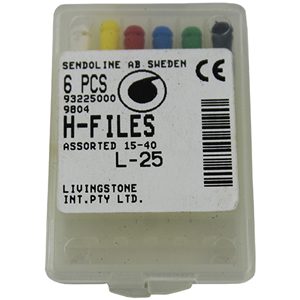 Livingstone H-Files, 25mm, No. 120, Stainless Steel, Colour-Coded, 6/Pack