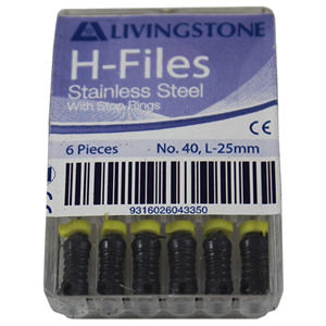Livingstone H-Files, 25mm, No. 120, Stainless Steel, Colour-Coded, 6/Pack