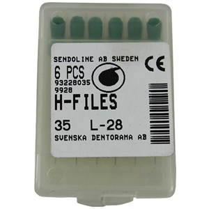 Livingstone H-Files, 28mm, No. 100, Stainless Steel, Colour-Coded, 6/Pack