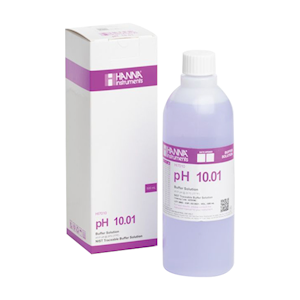 Hanna Instruments Standard Calibration Buffer Solution, Violet Dyed, 10.01pH Value @ 25degC, 0.01pH, 500mL Bottle with Tamper-Proof Seal, Each Each