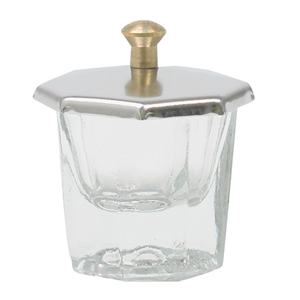 Clear Glass Dappen Dish with Metal Octagon Lid, Each Each