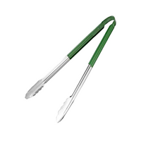 Hygiplas Serving Tongs, 405mm, 220g, Stainless Steel, Vinyl Coated, Food Grade, Colour Coded, Green, Each