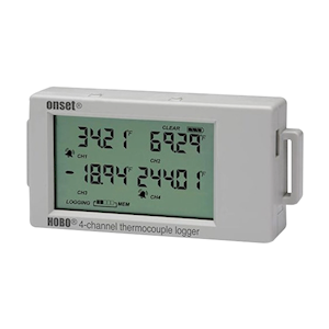 Hobo 4 Channel Thermocouple Data Logger, -20 to 70 C (-4 to 158 F), +/- 0.21 C from 0 to 50 C (0.38 F from 32 to 122 F), Memory: 4 MB, Each