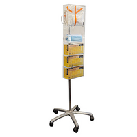 Isomed PPE Trolley, 90 x 28 x 11cm, Adjustable Stainless Steel IV pole with 5 Castors, Stackable Alloy Base, Mounted to Pole by Clamps Each Each