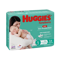 Huggies Nappies,Size 1,Up to 5kg, Newborn, Unisex, 54 Pieces/Pack, 4 Packs/Carton