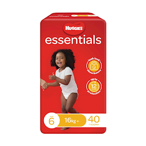 Huggies Essential Nappies Junior Size 6 (16Kg and Over), Unisex, 12 Hour Absorbency, 40 Pieces/Pack, 4 Packs/Carton Carton
