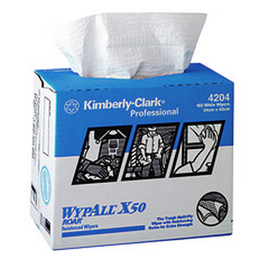 Kimberly Clark Wypall X50 Pop-Up Wipers, 4-Ply, 24 x 42cm, White, 160 Wipers/Box, Loose Box