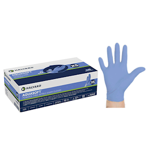 Halyard Aquasoft Nitrile Examination Gloves, Powder Free, Large, Blue, 300/Box, 3000 Pieces/Carton Carton