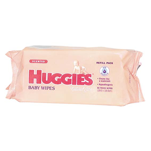 Huggies Baby Wipes, 19 x 19cm, Scented, Refill, 80 Wipes/Pack Pack
