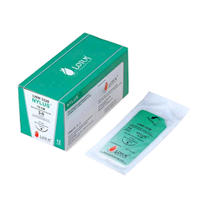 Lotus Nylus Nylon Suture, 3-0, 45cm, 24mm 3/8 Circle, Reverse Cutting, Black Mono, 12 Pieces/Box Box
