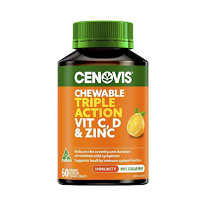 Cenovis Chewable Triple Action, Vitamin C, D & Zinc, 60 Tab/Bottle