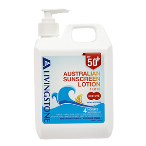 Livingstone Sunscreen Lotion 100 Percent Australian SPF 50+, 4 Hours Water Resistant, 1 Litre Pump Bottle, Each