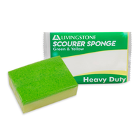 Livingstone Green Scourer with Yellow Sponge, 10 x 7 x 3cm, Heavy Duty, 1 Piece/Pack, Loose Loose