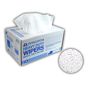 Livingstone Heavy Duty Hand and Bench Wipe, 43 x 35cm, 100 Percent Recyclable Polypropylene, White, HACCP Certified, 150 Sheets/Carton Carton