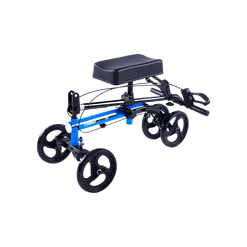 Livingstone Knee Scooter Walker, 10 inch Front Tyres, 9.6kg, Multifunctional Brakes with Bag, Blue, Each