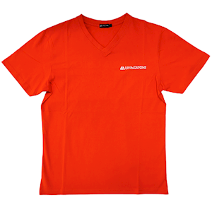 Livingstone V-Neck T-Shirt, 100pct Cotton, 45+ Thread Count, 220GSM Yarn Weight, Double Extra Large, Red, Each Each