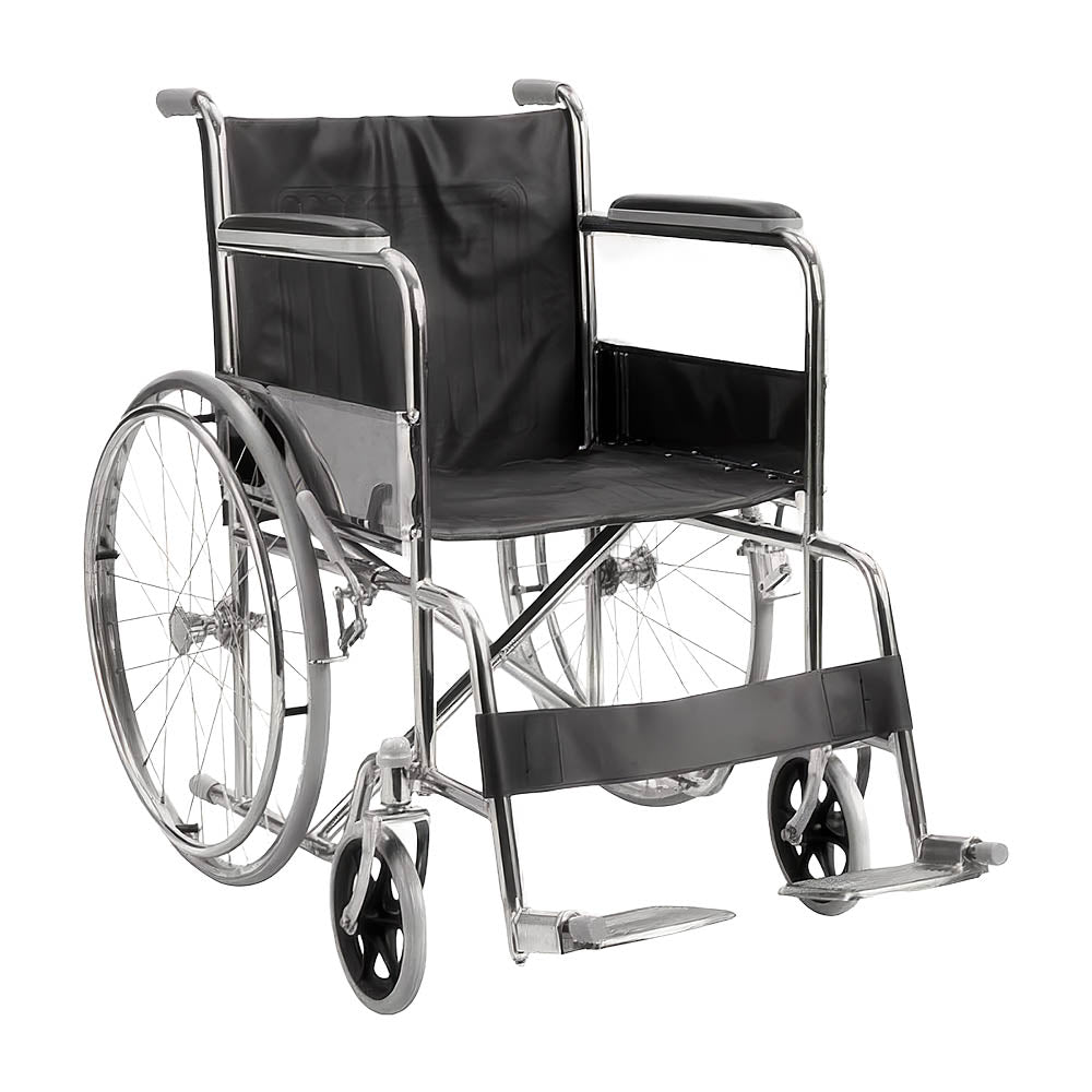 Livingstone Folding Manual Wheelchair, 24" Rear Wheels, Chrome Steel Frame, 46Cm Wide Seat, 100kg, Each