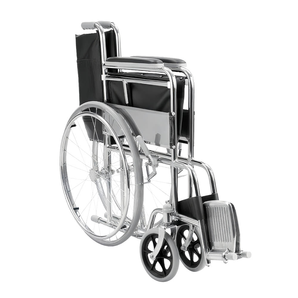 Livingstone Folding Manual Wheelchair, 24" Rear Wheels, Chrome Steel Frame, 46Cm Wide Seat, 100kg, Each
