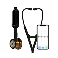 3M Littmann Core Digital Stethoscope, High Polish Copper Chestpiece, Black Tube, Steam and Headset, 27 inches, Each Each